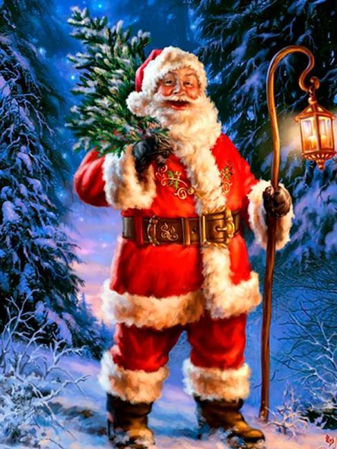 Santa Claus Carrying Christmas Tree - diamond-painting-bliss.myshopify.com