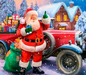 Santa Claus on Christmas Car - diamond-painting-bliss.myshopify.com