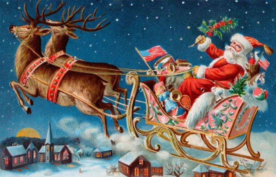 Santa Claus on his Flying Cart - diamond-painting-bliss.myshopify.com