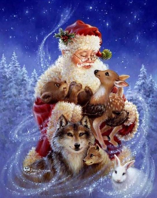 Santa Claus with Animal Friends - diamond-painting-bliss.myshopify.com