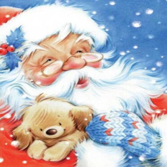 Santa Claus with Little Puppy - diamond-painting-bliss.myshopify.com