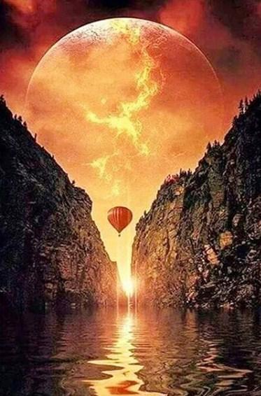 Setting Sun & Air Balloon - diamond-painting-bliss.myshopify.com