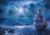 Ship in Ocean at Night - diamond-painting-bliss.myshopify.com
