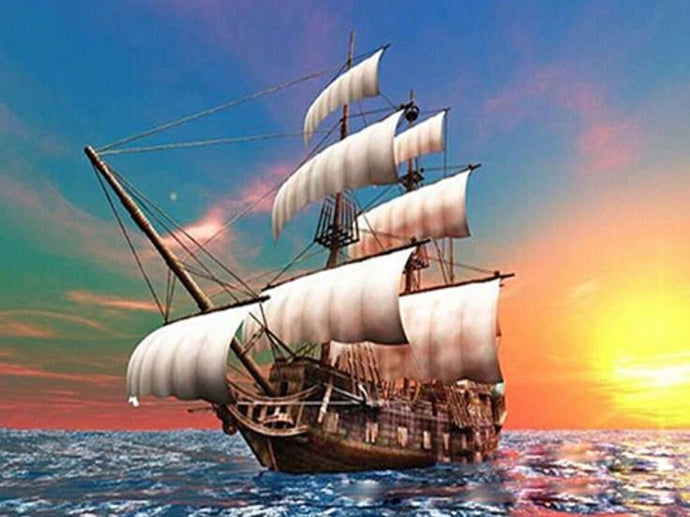 Ship in the Ocean Full Drill Painting - diamond-painting-bliss.myshopify.com
