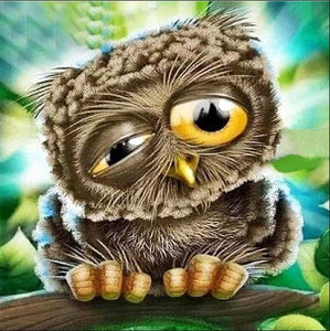 Sleepy Cartoon Owl Diamond Painting - diamond-painting-bliss.myshopify.com