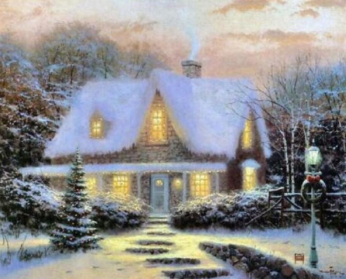 Snow Cottage by Thomas Kinkade - diamond-painting-bliss.myshopify.com