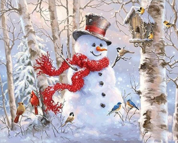 Snow Man & Bird House Diamond Painting - diamond-painting-bliss.myshopify.com