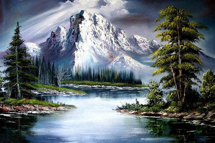 Snowy Mountain & Lake - diamond-painting-bliss.myshopify.com