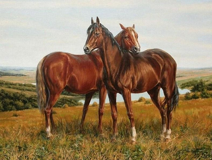 Sorrel Horses - Paint by Diamonds - diamond-painting-bliss.myshopify.com