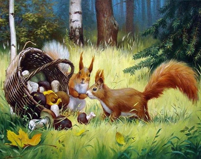 Squirrels Pair Painting Kit - diamond-painting-bliss.myshopify.com