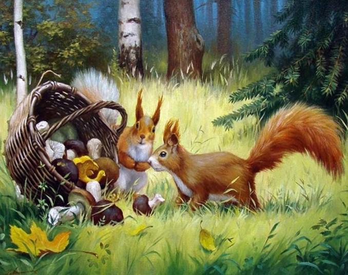 Squirrels in the Forest - diamond-painting-bliss.myshopify.com