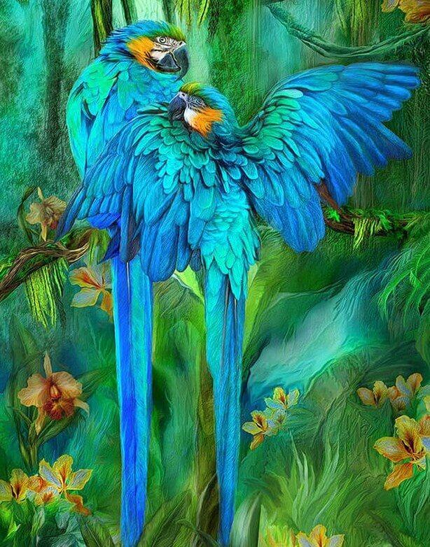 Stunning Pair of Blue Parrots - diamond-painting-bliss.myshopify.com
