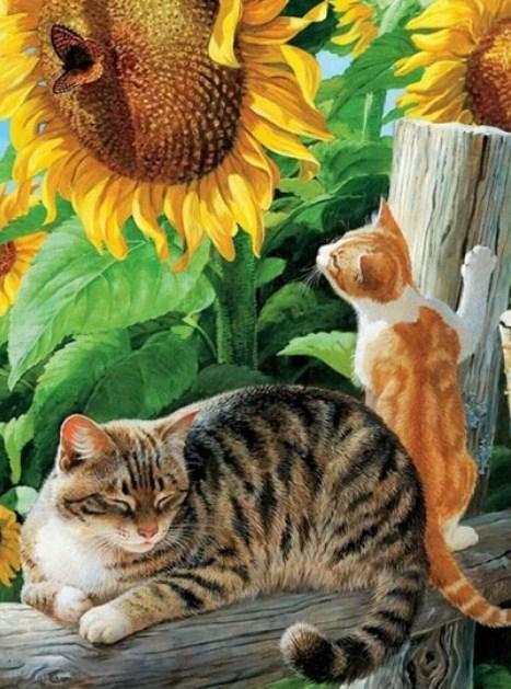 Sunflowers & Cats Diamond Painting - diamond-painting-bliss.myshopify.com