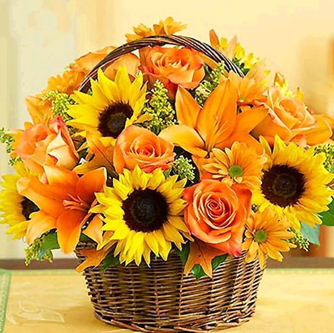 Sunflowers & Roses Basket - diamond-painting-bliss.myshopify.com