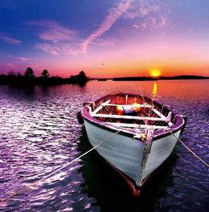 Sunset & Boat Diamond Painting - diamond-painting-bliss.myshopify.com