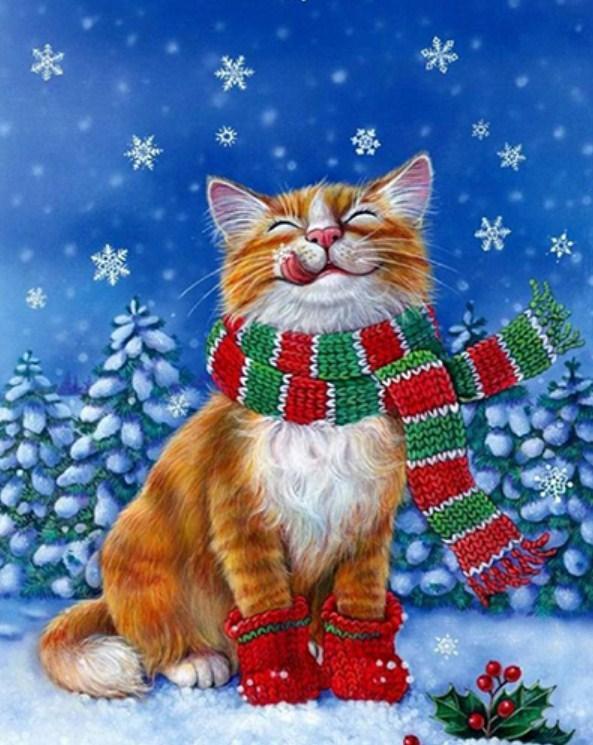 Sweet Cat on Christmas Season - diamond-painting-bliss.myshopify.com