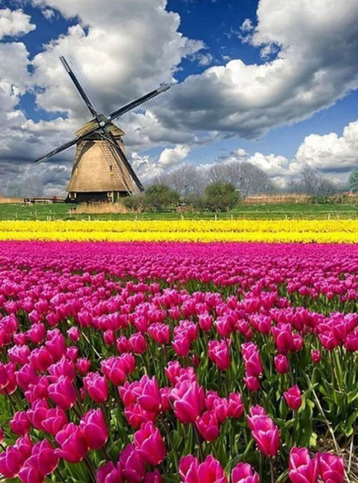 Tulip Garden & Windmill Diamond Painting - diamond-painting-bliss.myshopify.com