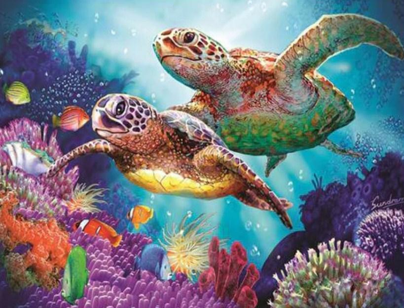 Turtles Pair - Paint by Diamonds - diamond-painting-bliss.myshopify.com