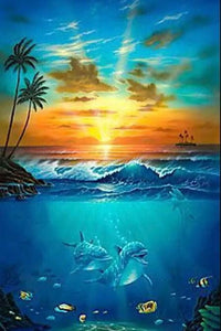 Under Water Dolphins DIY Painting Kit - diamond-painting-bliss.myshopify.com