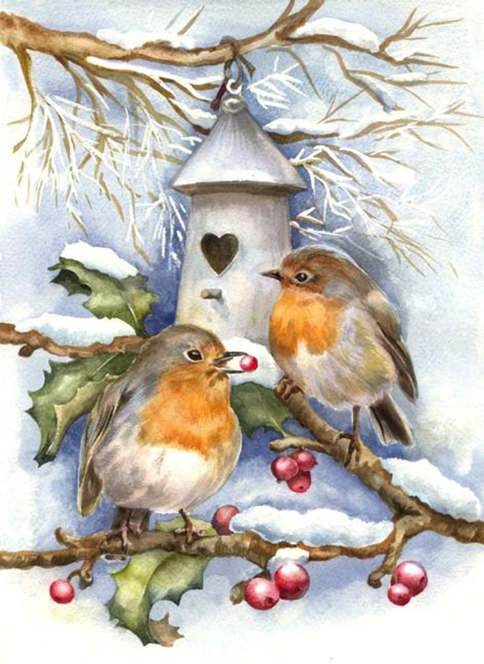 5D Diamond Painting Christmas Carols for the Little Birds Kit