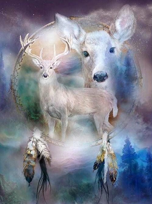 White Deer Dream Catcher - diamond-painting-bliss.myshopify.com