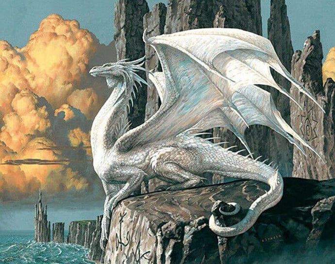 White Dragon Diamond Painting Kit - diamond-painting-bliss.myshopify.com