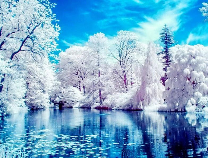 White Trees by the Lake - diamond-painting-bliss.myshopify.com
