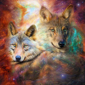 Wolf & Galaxy Art Painting - diamond-painting-bliss.myshopify.com