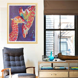 Two Giraffe Colorful Painting