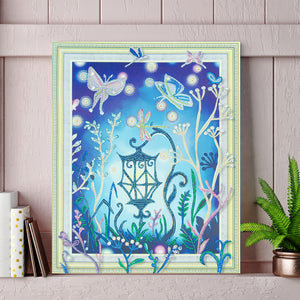 Butterfly s And Lamp Beautiful Painting