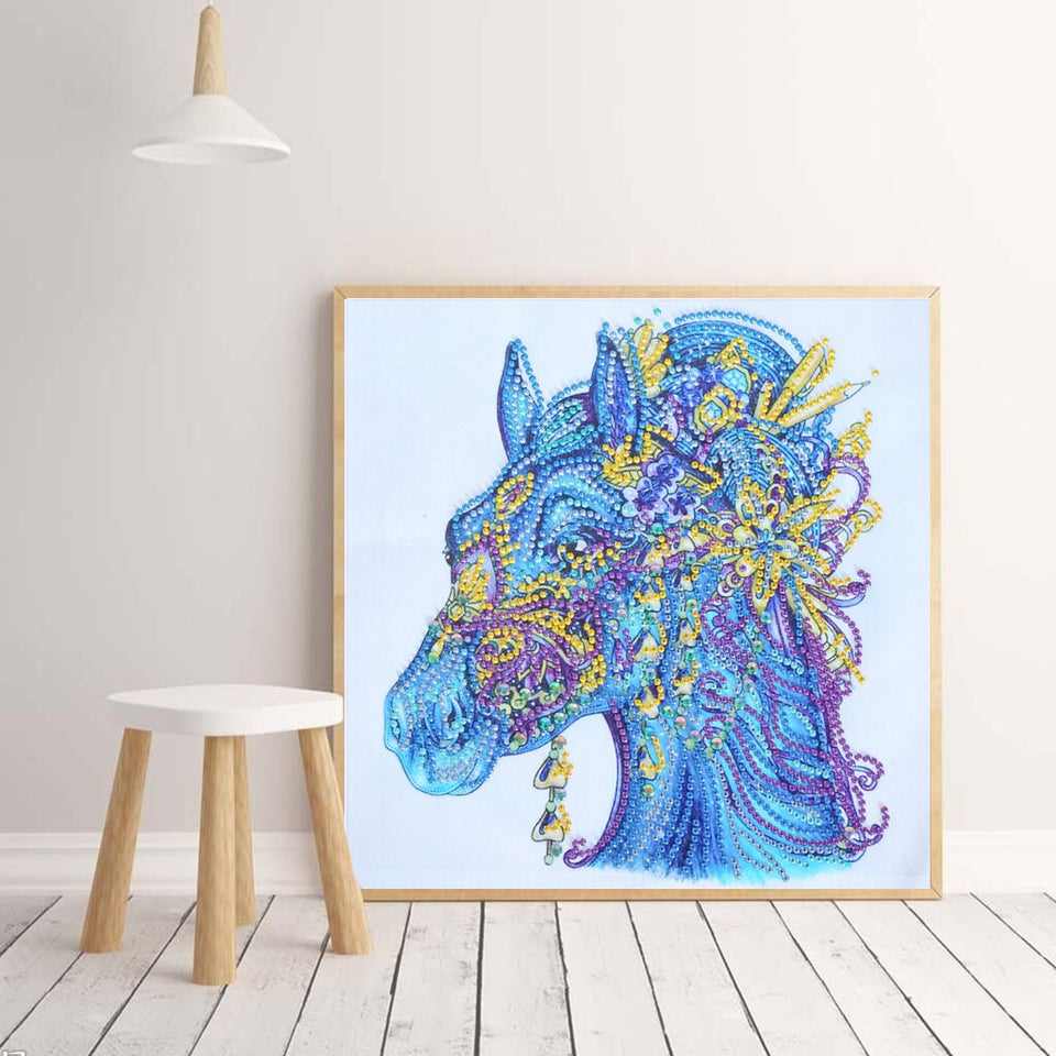 Blue Cute Horse Head