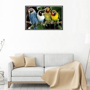 Lovely Parrots On Branch Painting