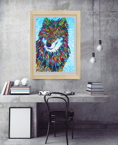 Happy Colorful Wolf