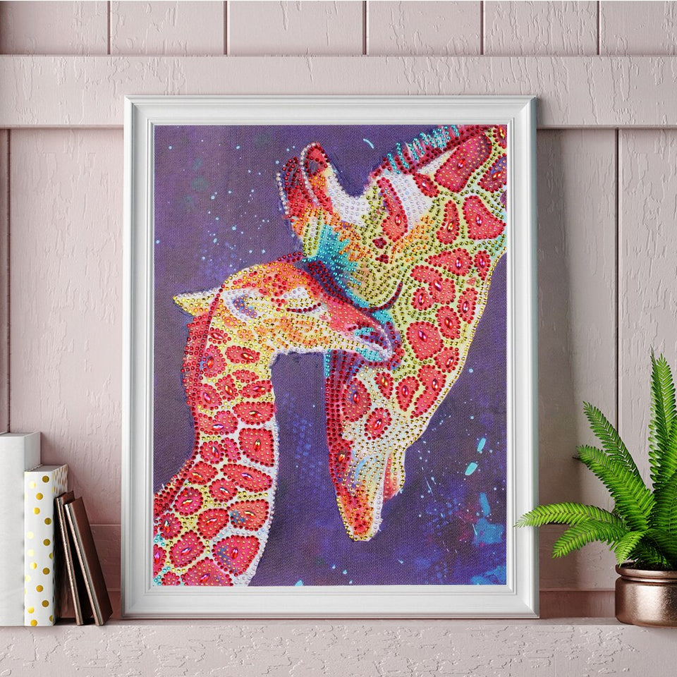 Two Giraffe Colorful Painting