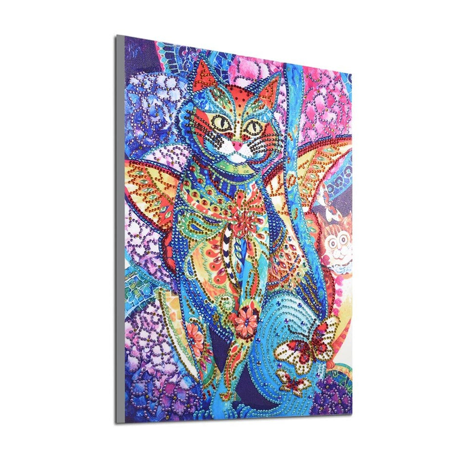 2Pcs Colorful Cat Painting