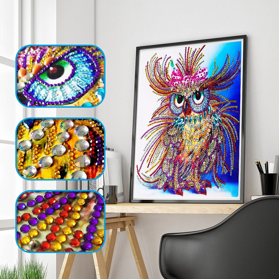 2Pcs Set Colorful Dog And King Owl Painting