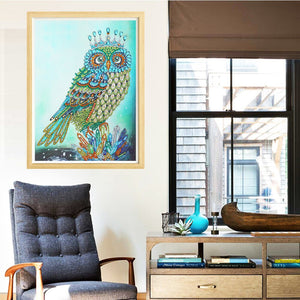 Owl With Crown Colorful Painting