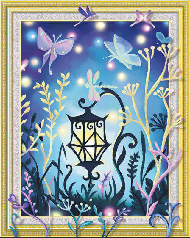 Butterfly s And Lamp Beautiful Painting