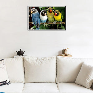 Lovely Parrots On Branch Painting