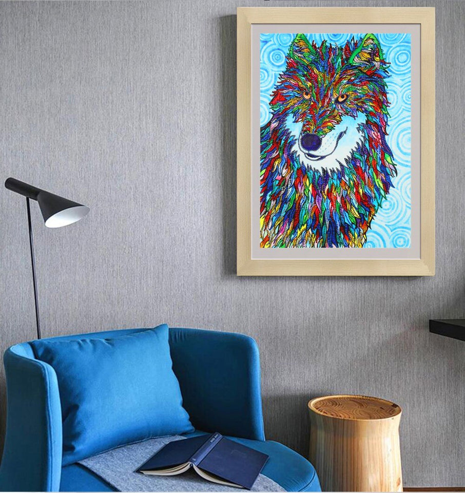 Crystal Art Colorful Wolf Diamond Painting