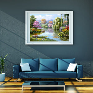 Lake In Jungle Painting