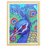 Blue Peacock Head With Red Eyes
