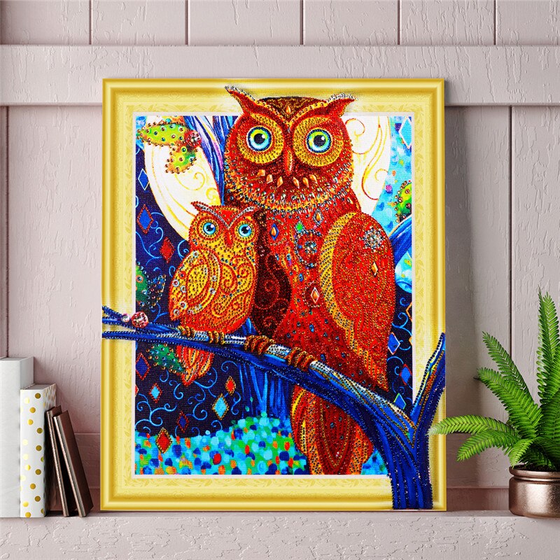 Two Colorful Owls On Tree