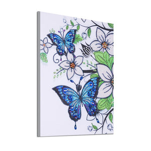 2Pcs Set Colorful Butterfly And Flowers Paintings