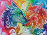 Couple Wolves Colorful