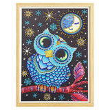 Cute Owl With Moon In Night