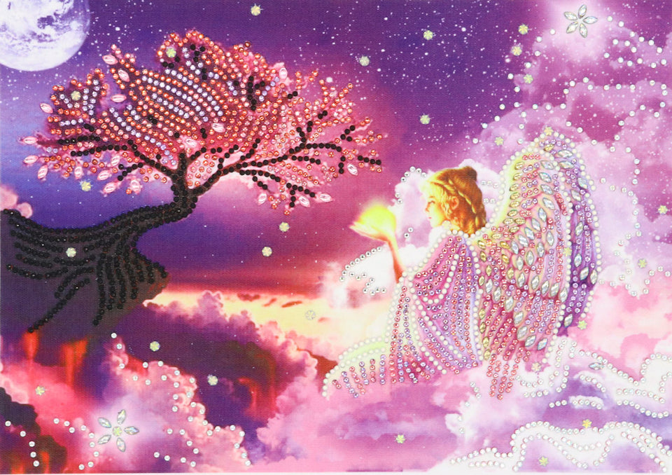 Angel Girl With Magic Tree In Night