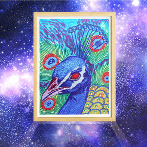 Blue Peacock Head With Red Eyes