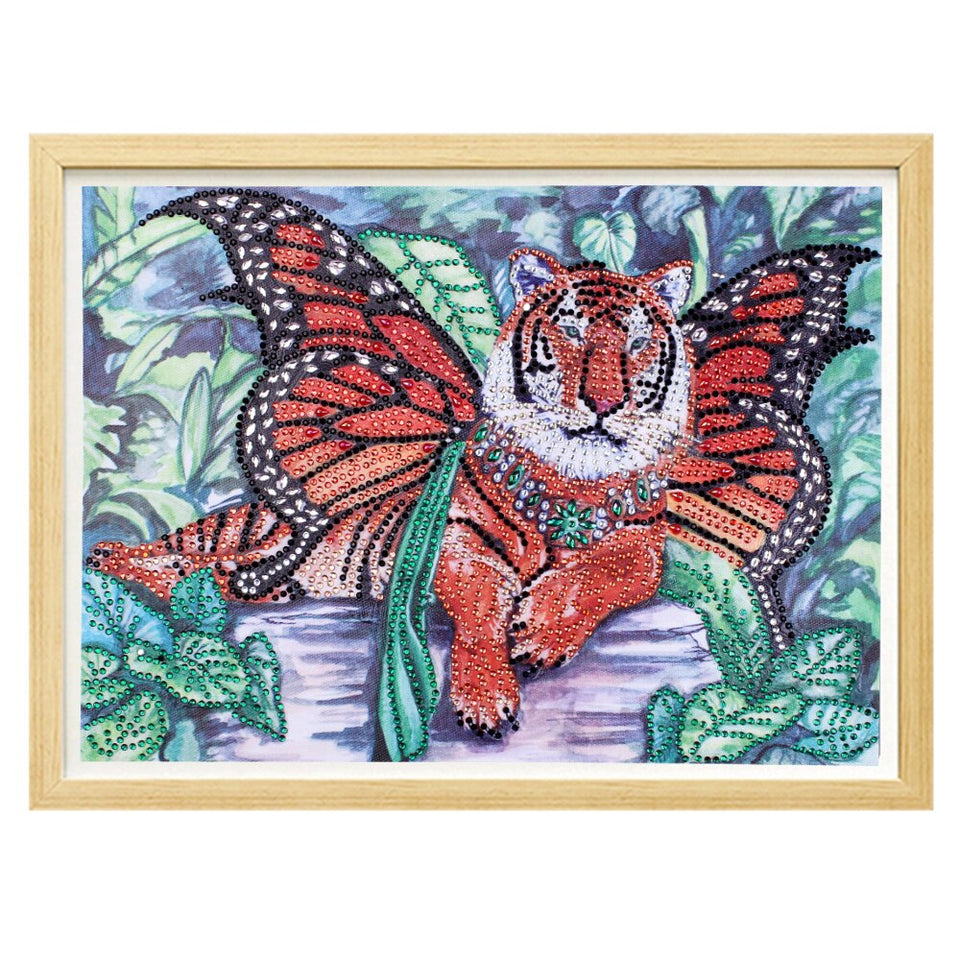 Flaying Tiger Cute Painting