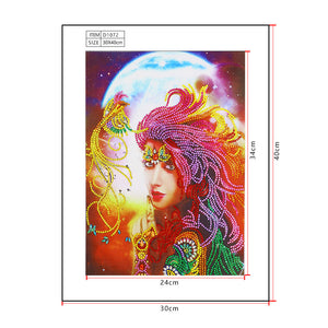 Colorful Girl With Moon